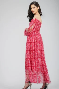 Lana Red Printed Tulle Dress