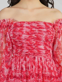 Lana Red Printed Tulle Dress