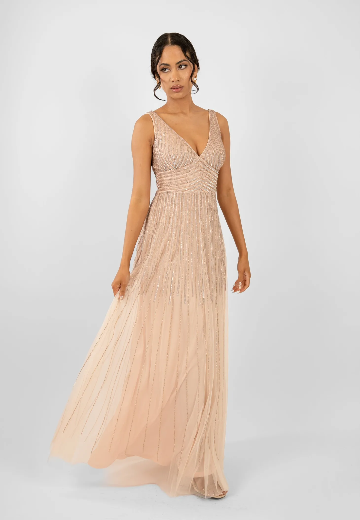 Lorelai Blush Pink Embellished Maxi Dress