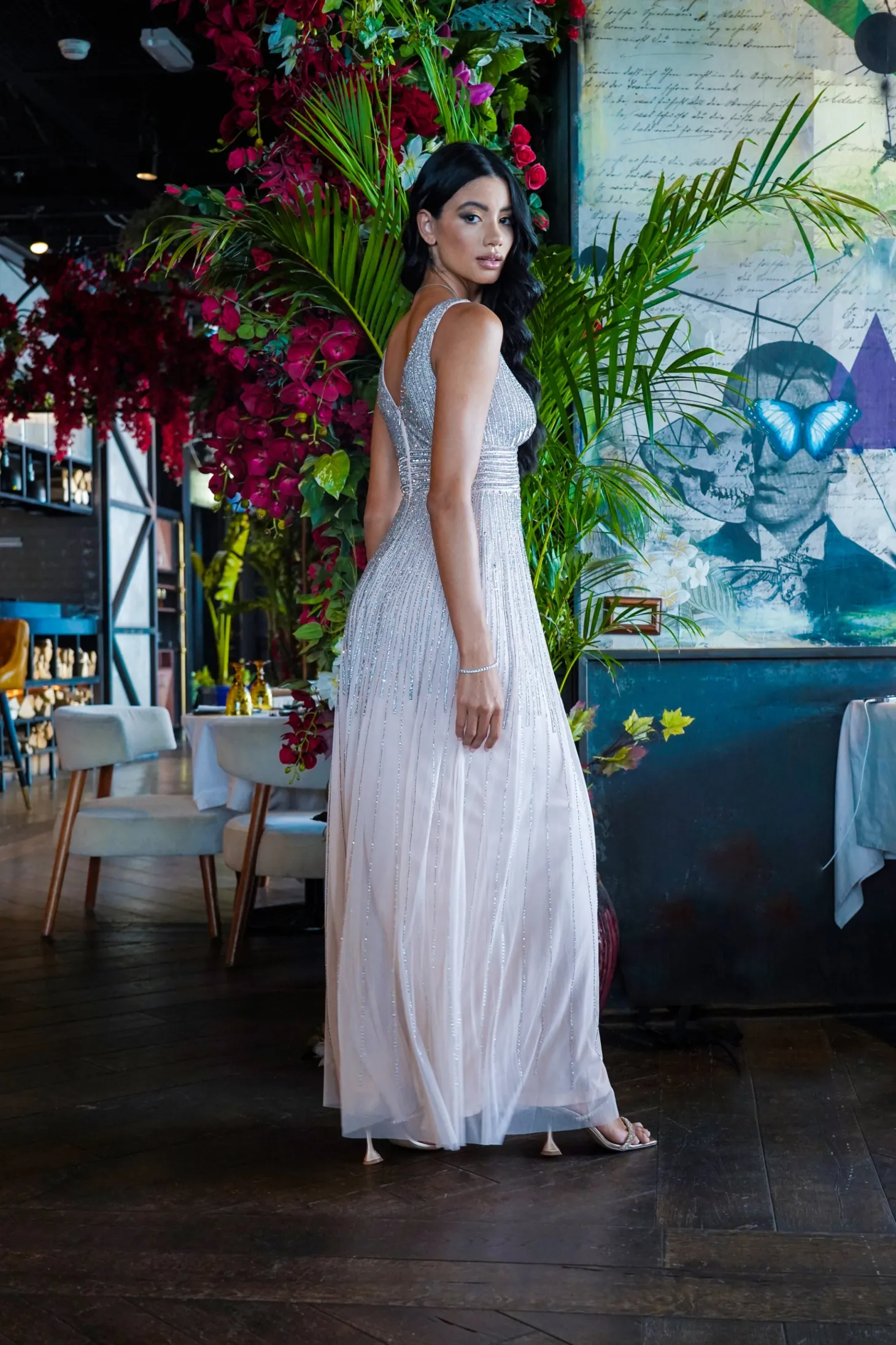 Lorelai Blush Pink Embellished Maxi Dress