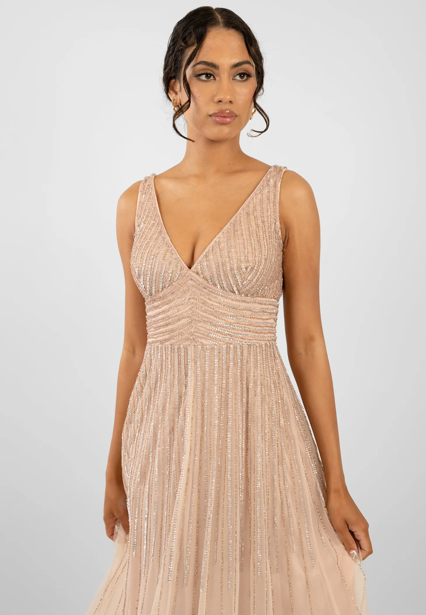 Lorelai Blush Pink Embellished Maxi Dress