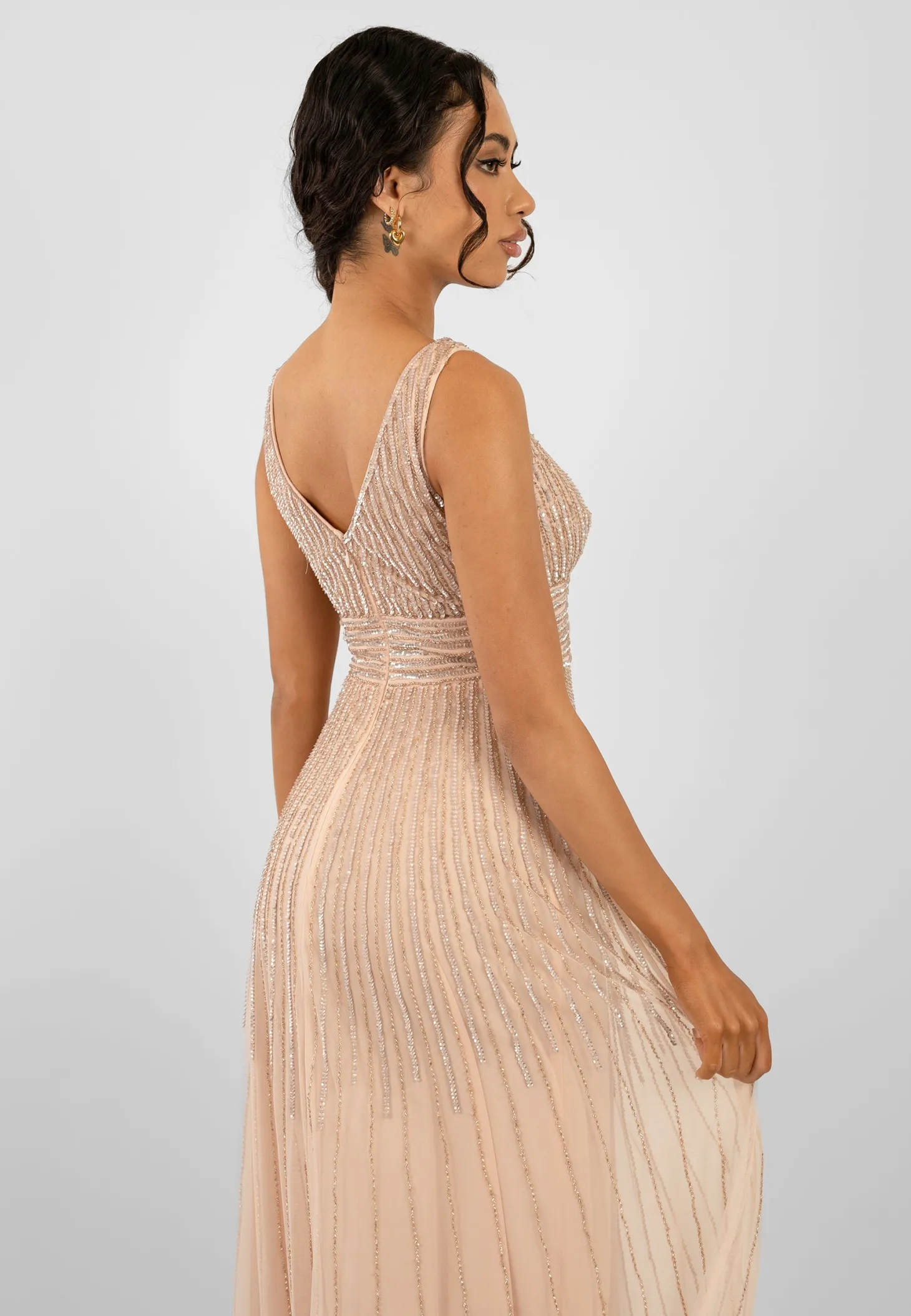 Lorelai Blush Pink Embellished Maxi Dress
