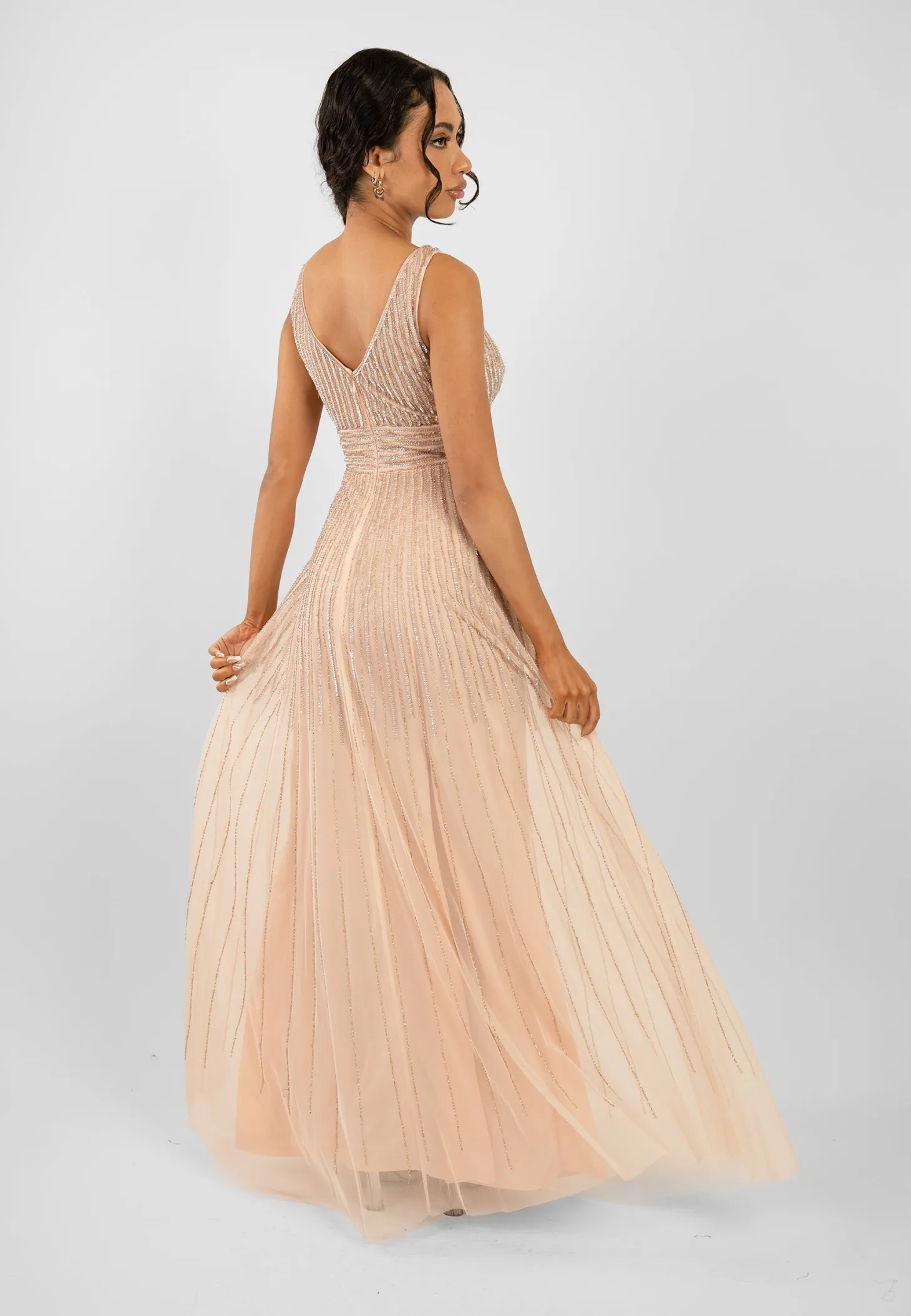 Lorelai Blush Pink Embellished Maxi Dress