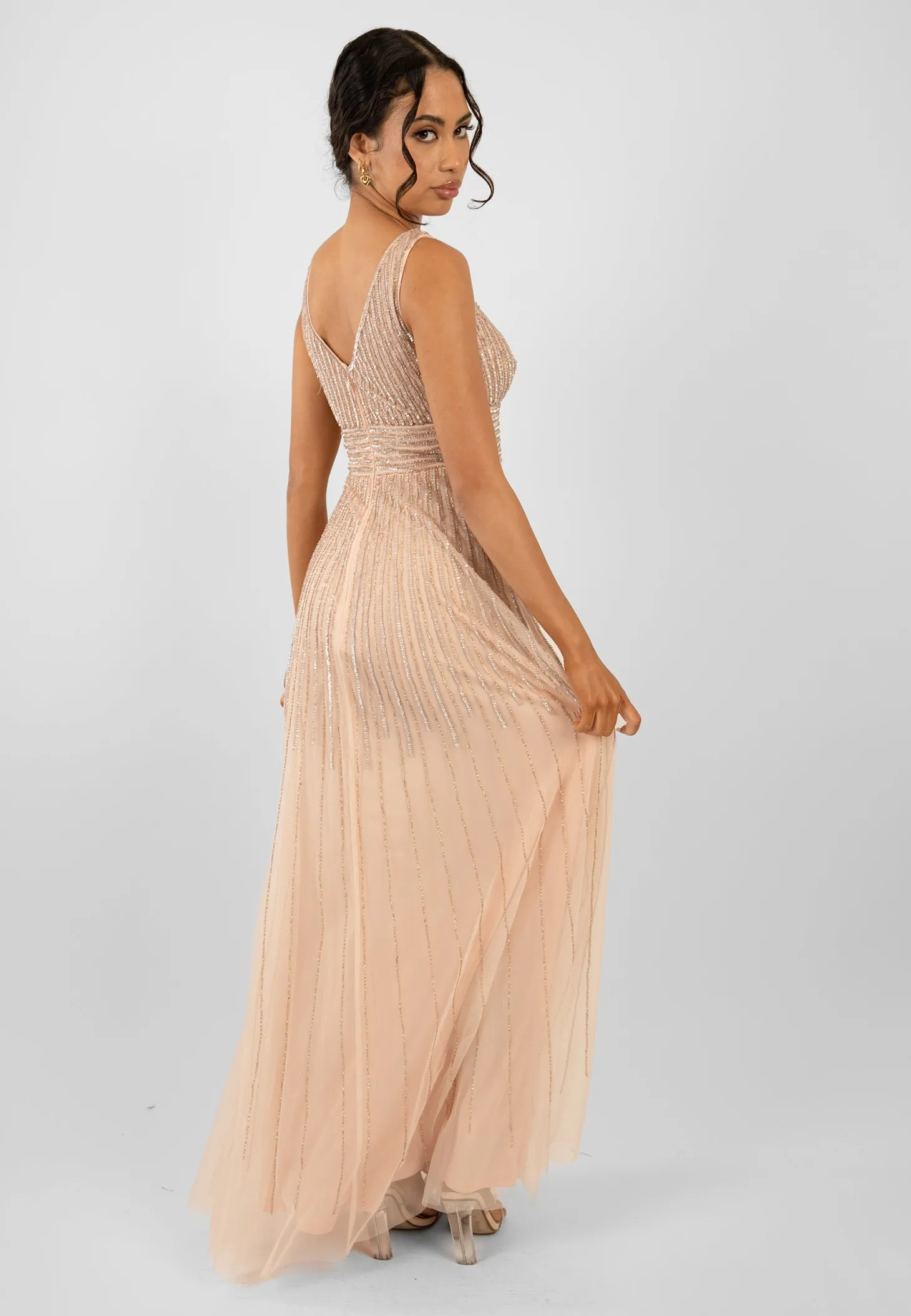 Lorelai Blush Pink Embellished Maxi Dress