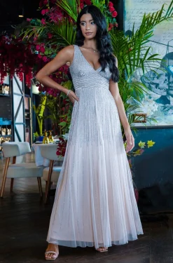 Lorelai Blush Pink Embellished Maxi Dress