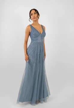 Lorelai Dusty Blue Embellished Maxi Dress