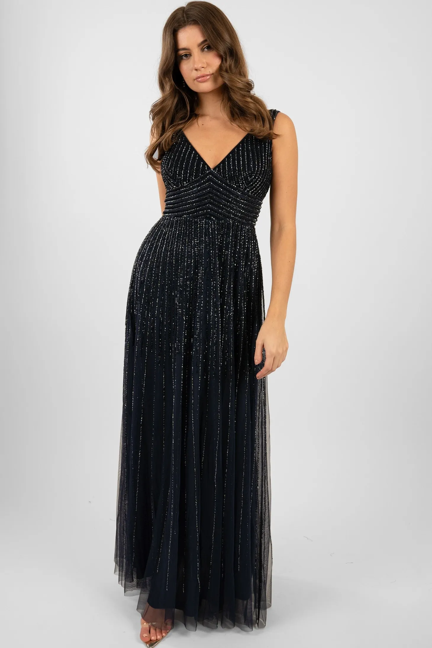 Lorelai Navy Blue Embellished Maxi Dress