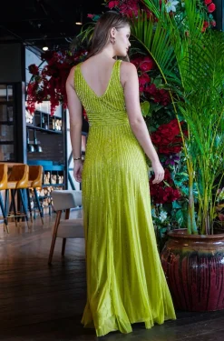 Lorelai Olive Green Embellished Maxi Dress