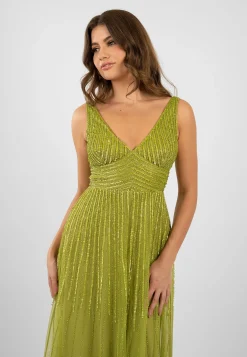 Lorelai Olive Green Embellished Maxi Dress