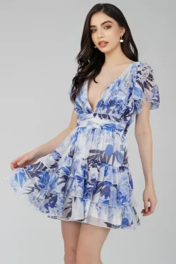 Madison Blue Printed Chiffon Mini Dress