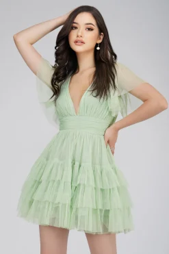 Madison Sage Green Tulle Mini Dress