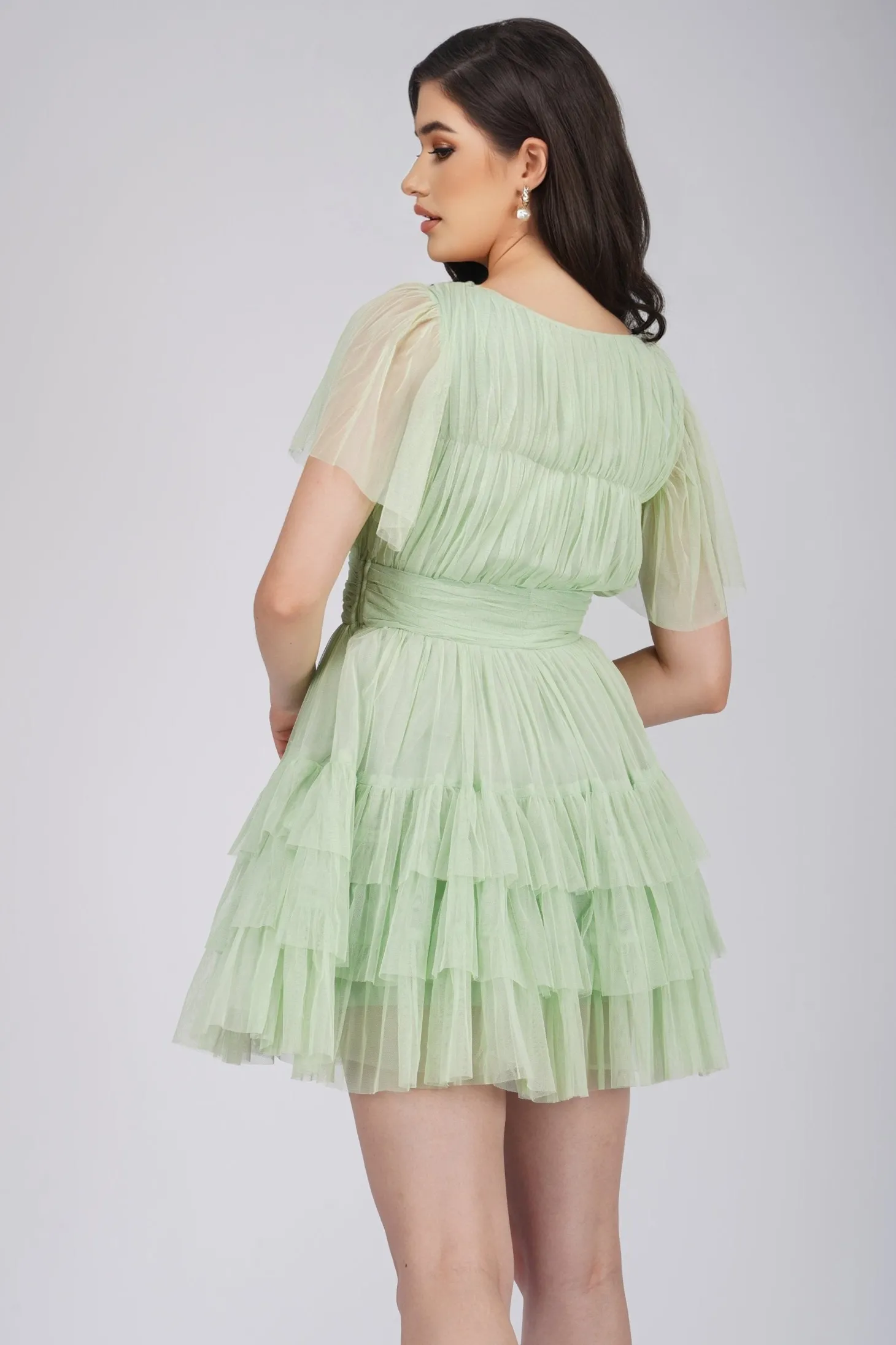 Madison Sage Green Tulle Mini Dress