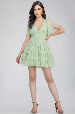 Madison Sage Green Tulle Mini Dress
