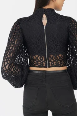 Marlee Lace Top In Navy Black