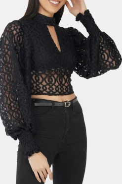 Marlee Lace Top In Navy Black