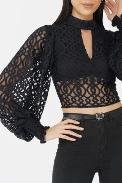 Marlee Lace Top In Navy Black
