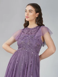 Marly Purple Embellished Maxi Dress