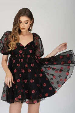 Melanie Rose Puff Sleeve Mini Dress