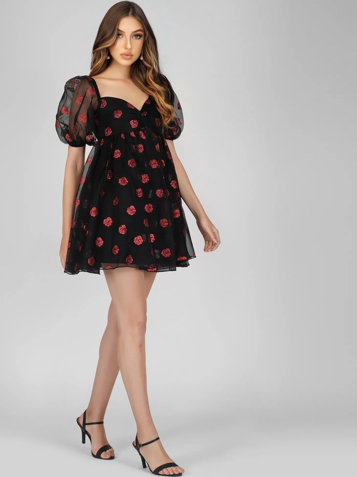 Melanie Rose Puff Sleeve Mini Dress