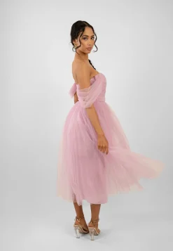 Melbourne Tulle Midi Dress In Pink