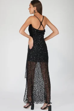 Nair Black Sequin Maxi Dress