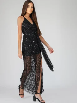 Nair Black Sequin Maxi Dress