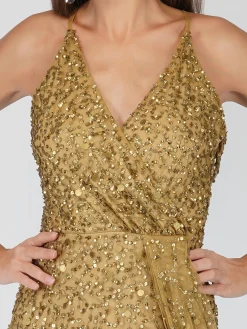 Nair Gold Sequin Maxi Dress