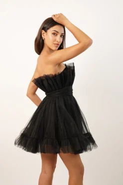 Nanita Tulle Mini Dress In Black