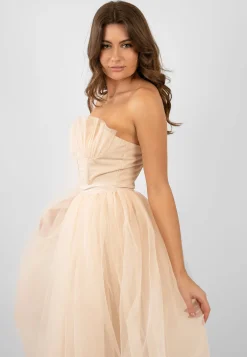 Nimo Cream Tulle Midi Dress With Shell Cups