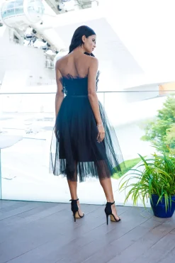 Nyra Tulle Top In Black