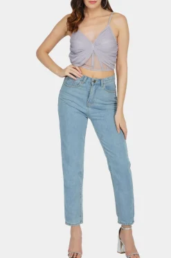 Olivia Bow Mesh Top In Lilac