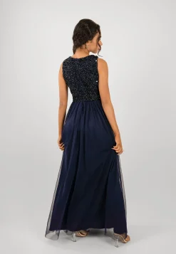Picasso Navy Blue Embellished Bridesmaid Dress
