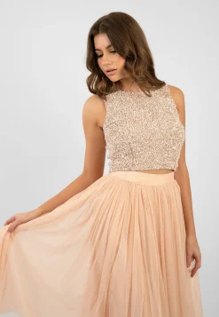 Picasso Nude Embellished Sequin Top