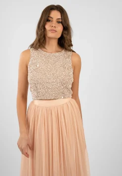 Picasso Nude Embellished Sequin Top