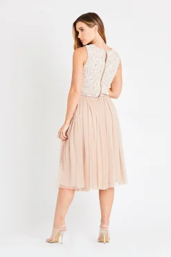 Picasso Nude Embellished Sequin Top