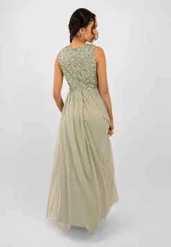 Picasso Sage Green Embellished Bridesmaid Dress