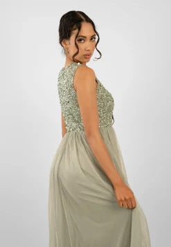 Picasso Sage Green Embellished Bridesmaid Dress
