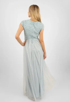 Picasso Short Sleeve Blue Bridesmaid Dress