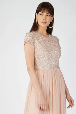 Picasso Short Sleeve Blush Pink Bridesmaid Dress