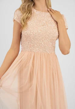 Picasso Short Sleeve Blush Pink Bridesmaid Dress