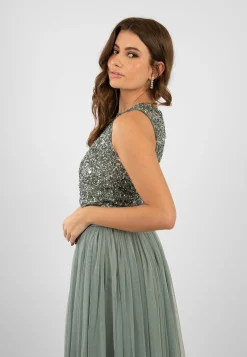 Picasso Teal Sequin Top