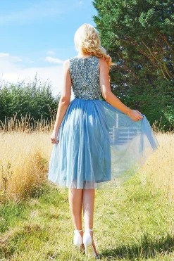 Picasso Teal Sequin Top