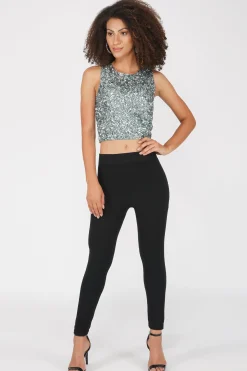 Picasso Teal Sequin Top