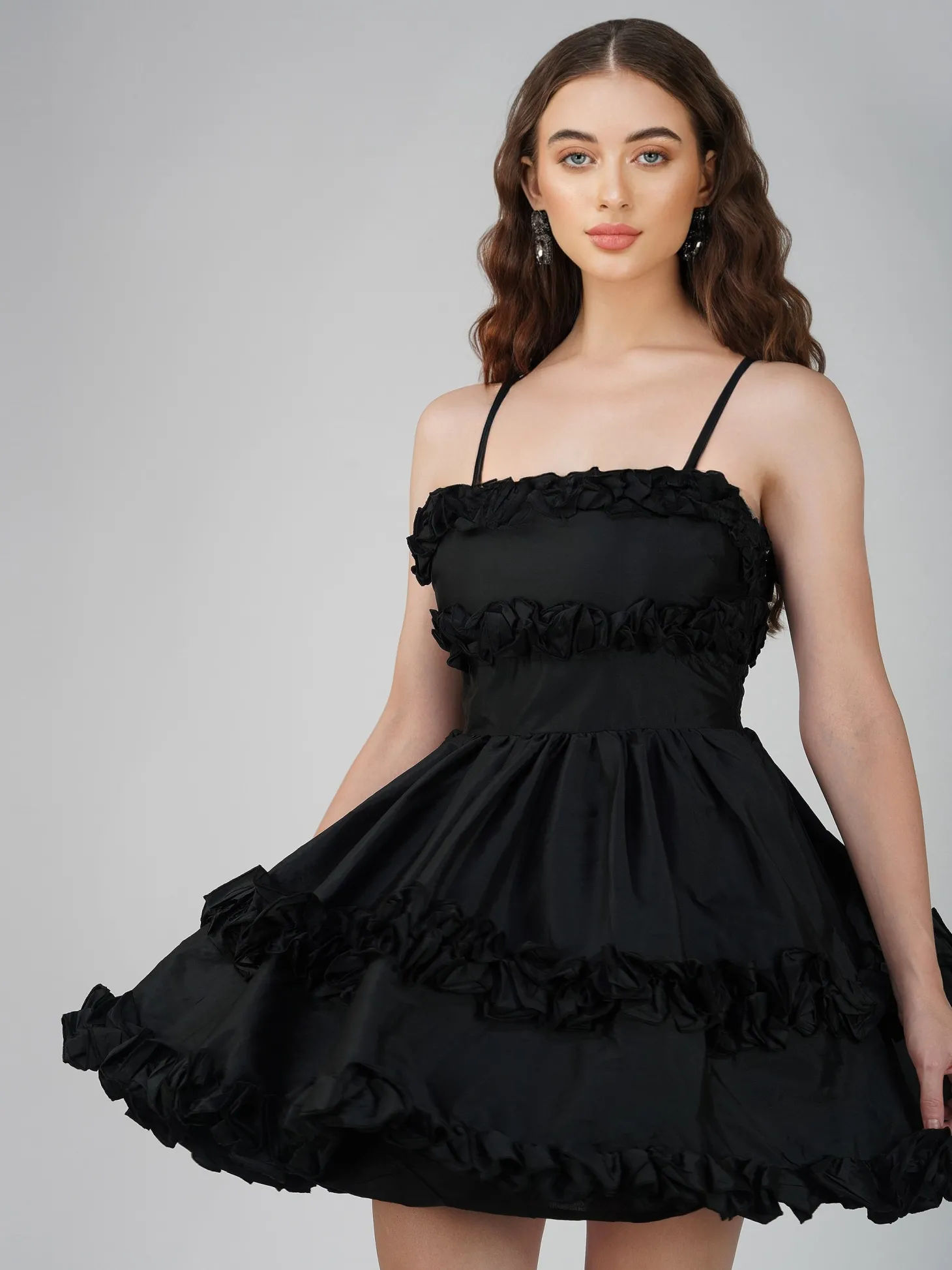 Rhiann Black Taffeta Mini Dress