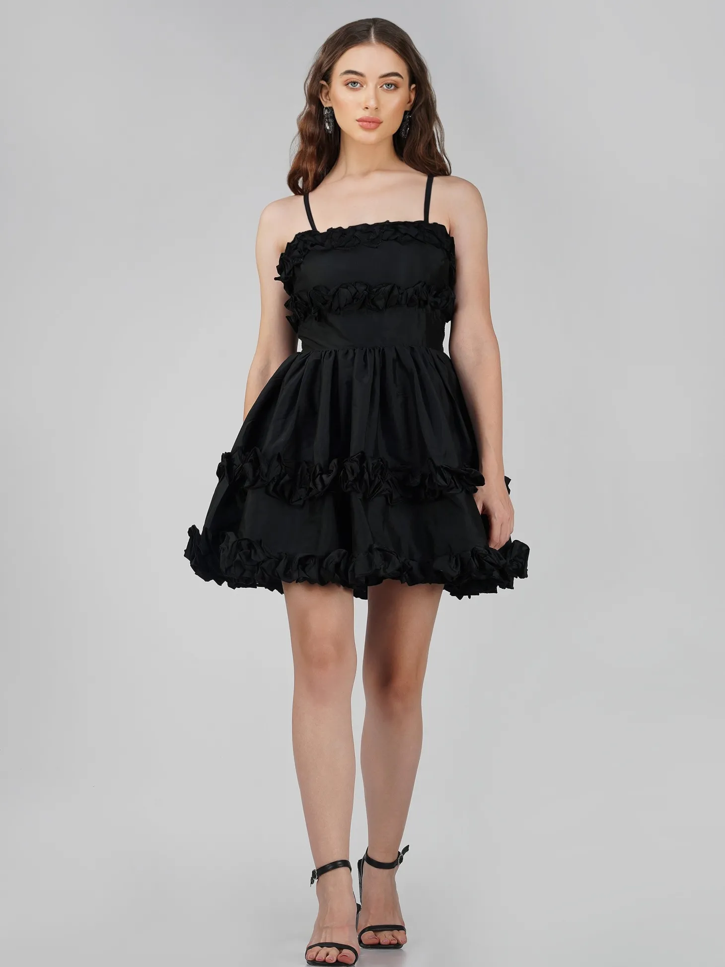 Rhiann Black Taffeta Mini Dress