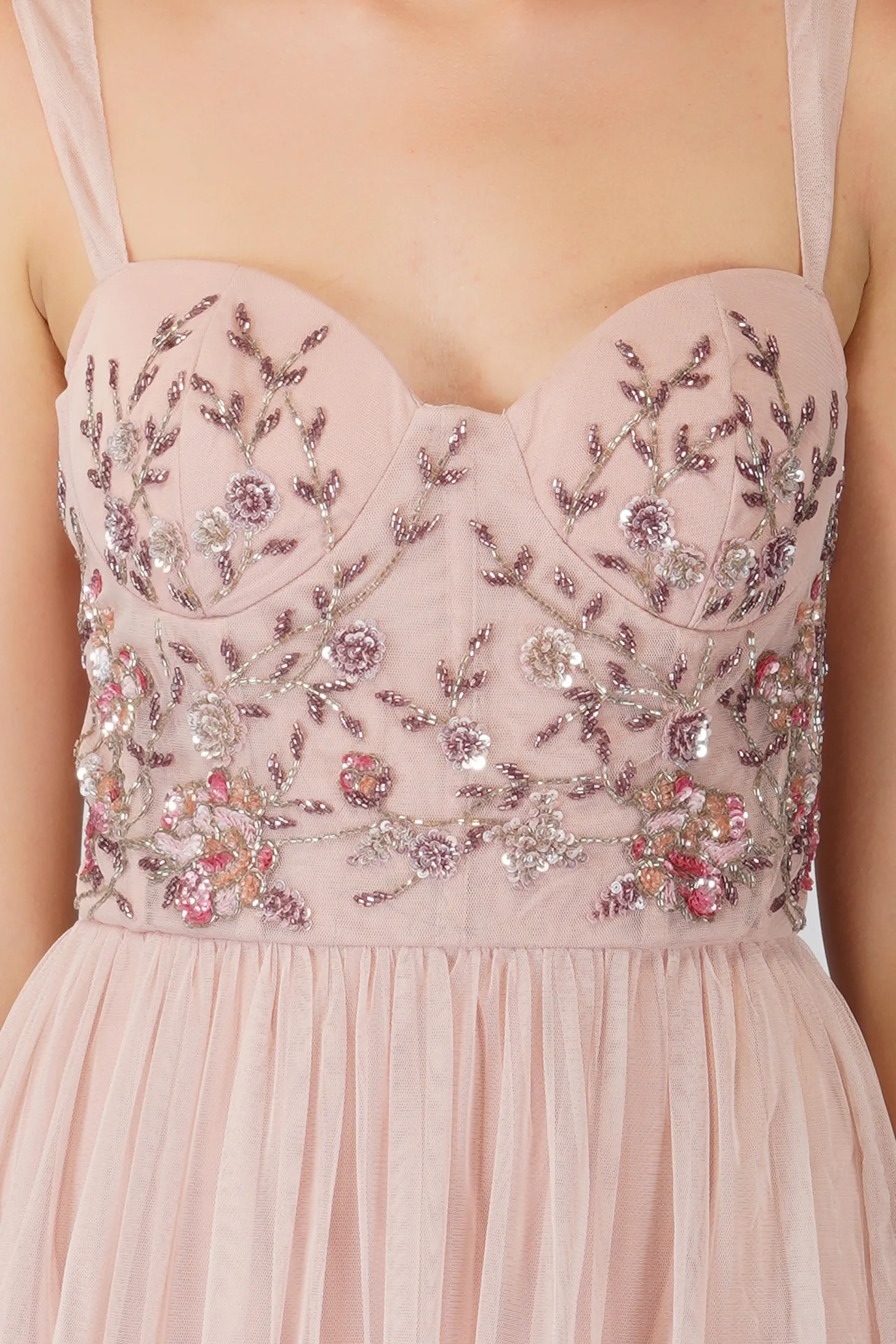 Riva Embellished Corset Maxi Dress In Pink