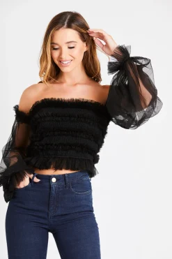 Rolf Black Mesh Top