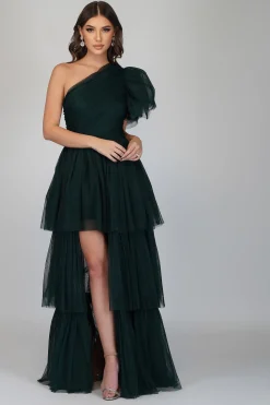 Rowan Emerald Green One Shoulder Tulle Gown