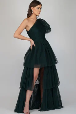 Rowan Emerald Green One Shoulder Tulle Gown