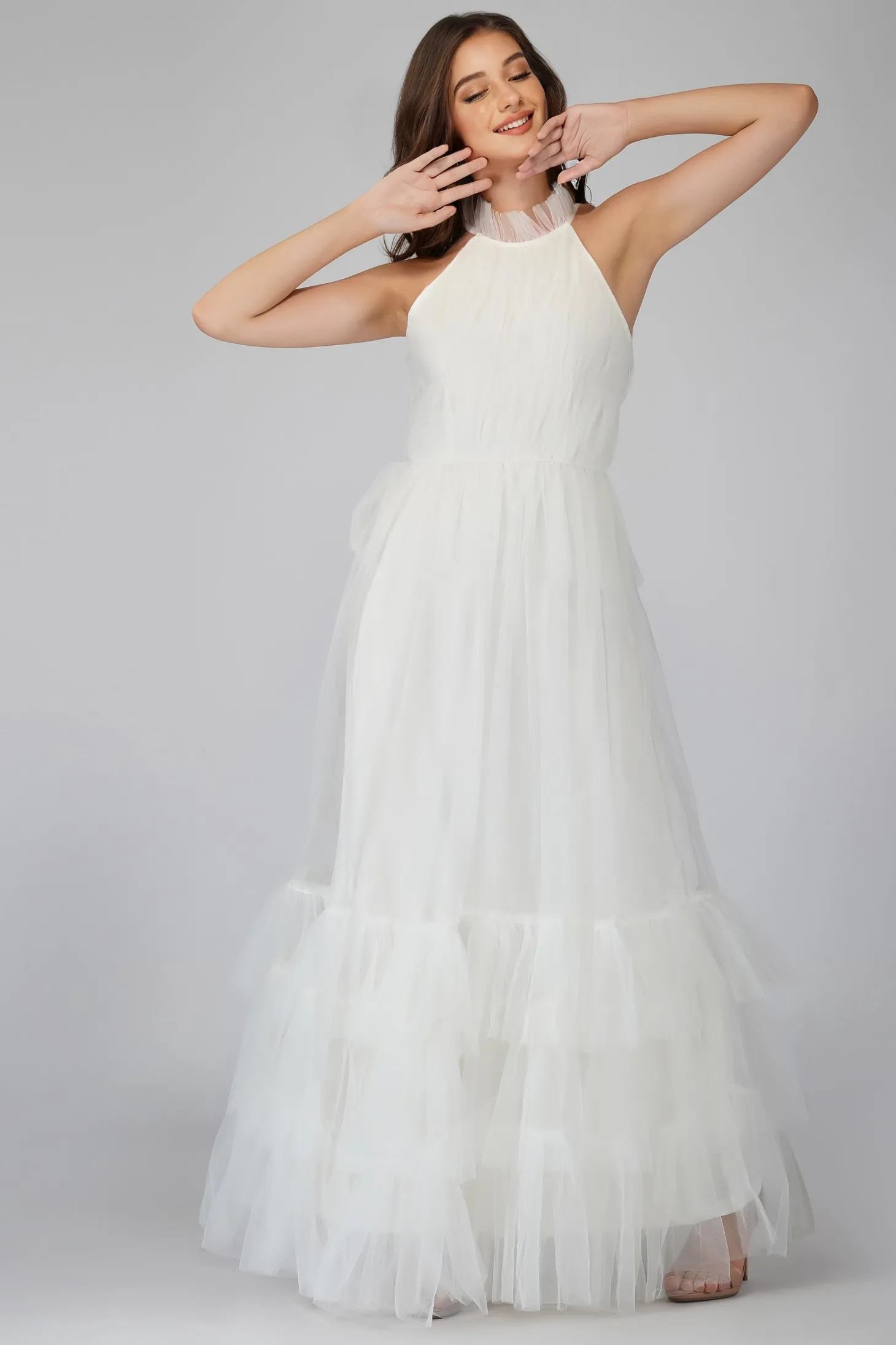 Safa Bridal Tulle Gown In Ivory